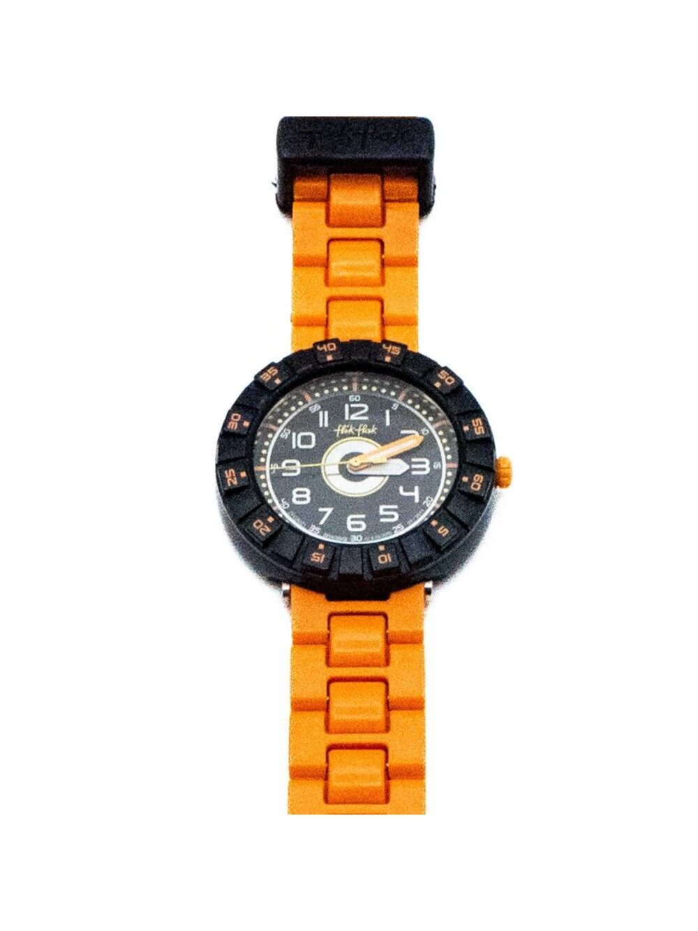 Flik Flak Solo Orancio ZFCS021 Black Orange Kids Swiss Watch Rotating Bezel
